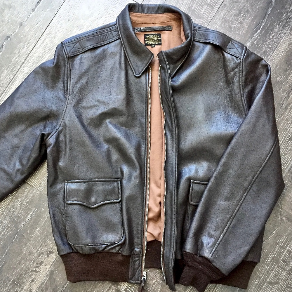 ❌SOLD❌ 🎉HP🎉 Leather Bomber A-2 Flight Jacket - Picture 1 of 8
